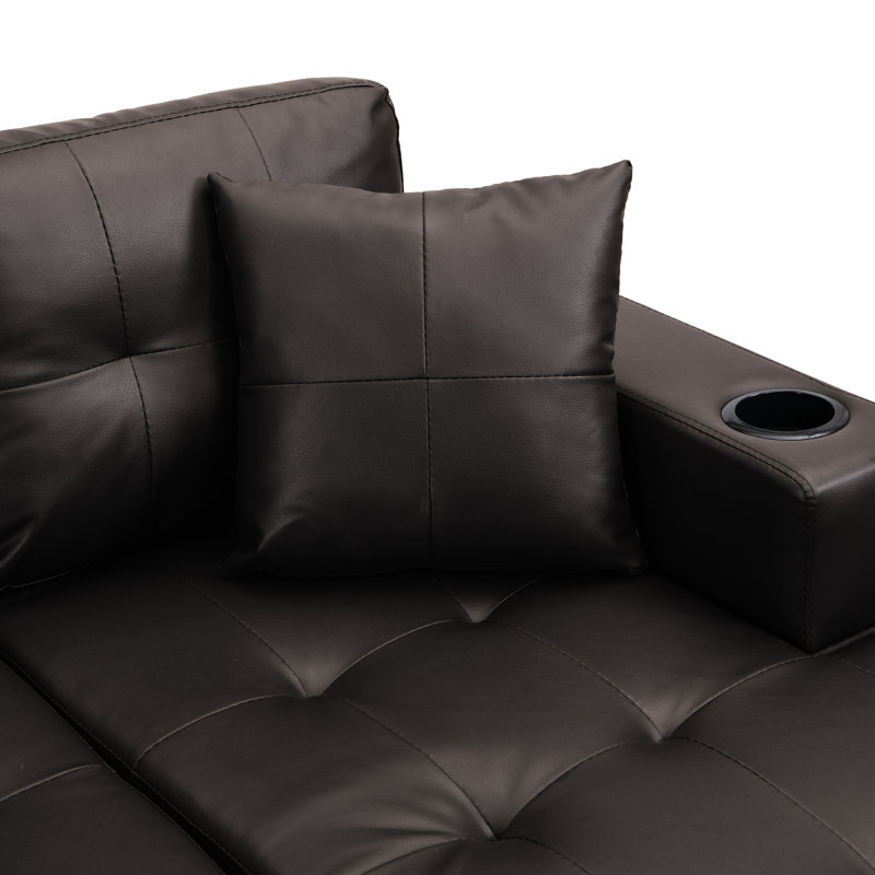 Ensemble de canapé modulaire moderne pour salon avec méridienne en L, porte-gobelet et méridienne gauche ou droite