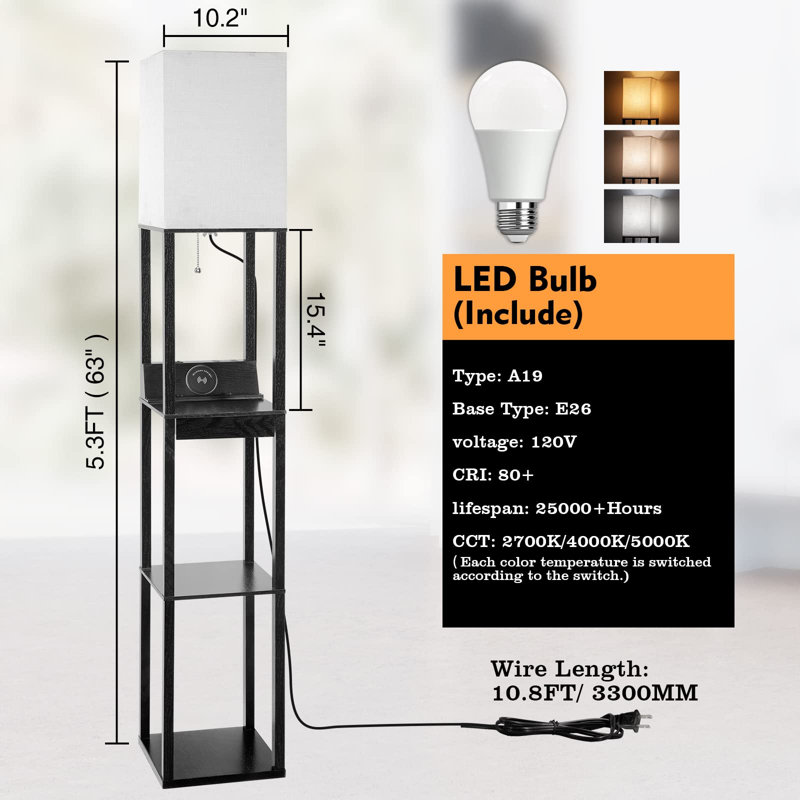 Arundhati 62.99'' Black Traditional Floor Lamp