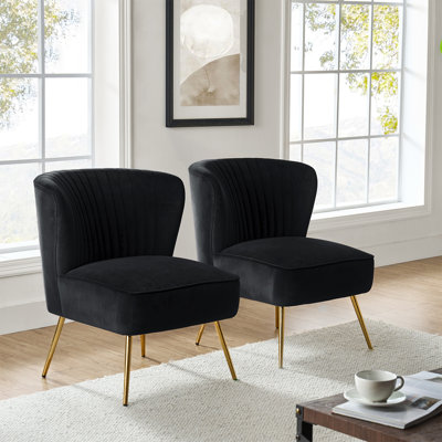 Chaise d'appoint d'appoint en velours capitonné Leona