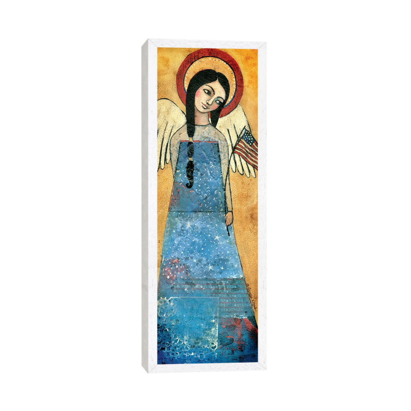 Americana Angel by Teresa Kogut - Panoramic Print on Canvas, White Floater Framed, 91.44cm H x 30.48cm W x 3.81cm D