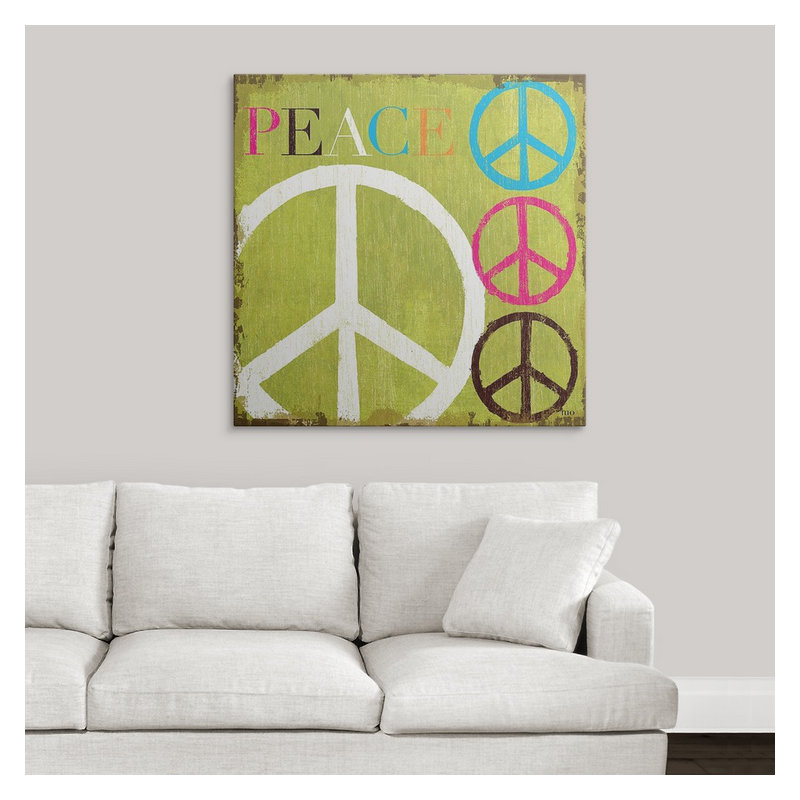 «Peace» par William, art textuel, H 35 po x l 35 po x P 1,5 po, Toile