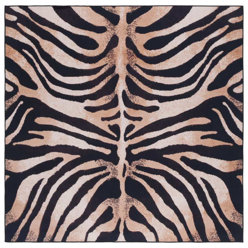 Faux Hide Performance Machine Washable Animal Print Rug, Square 6'