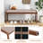 1 Pcs 45" Farmhouse Backless Bench With Rubber Wood Legs & Fabric Padded Seat