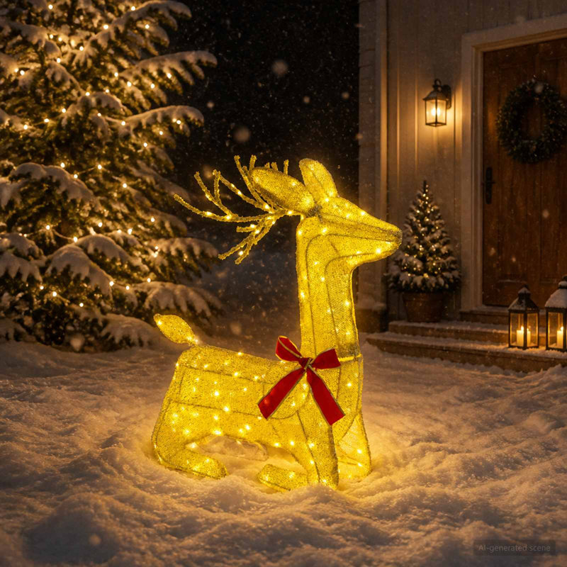 3D Christmas Reindeer LOVIISA LED Christmas Reindeer, Gold Fabric