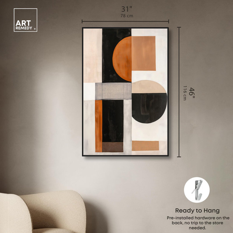 Toile «Divided Circle I» par Art Remedy, H 46 po x l 31 po, Cadre flottant noir