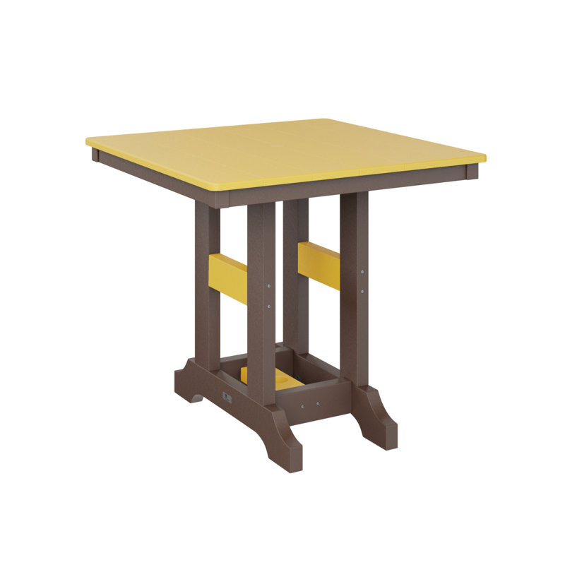Garden Classic Outdoor Square Bar Table, 39.5" H x 33" W x 33" D, Chocolate Brown, Sunburst Yellow