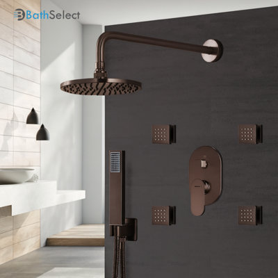 Bravat Wall Mounted Light Oil Rubbed Bronze Shower Set With Thermostatic Valve Mixer 3-Way Concealed