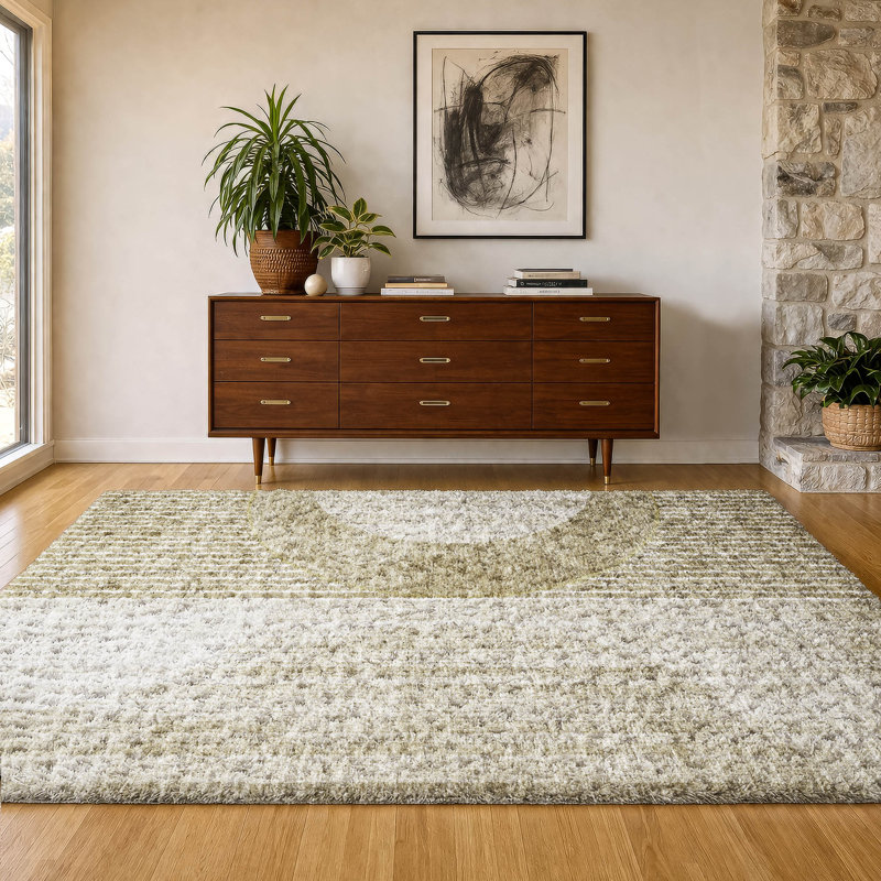 Tapis à poil long de qualité supérieure lavable à la machine ADS676, Taupe, 10 pi x 14 pi