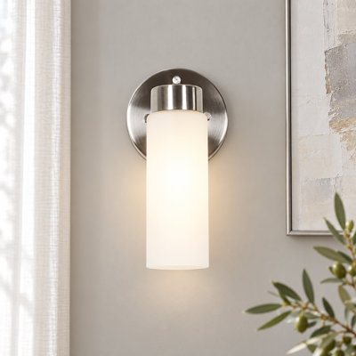 1-Light Cylinder Frosted Glass Wall Sconce