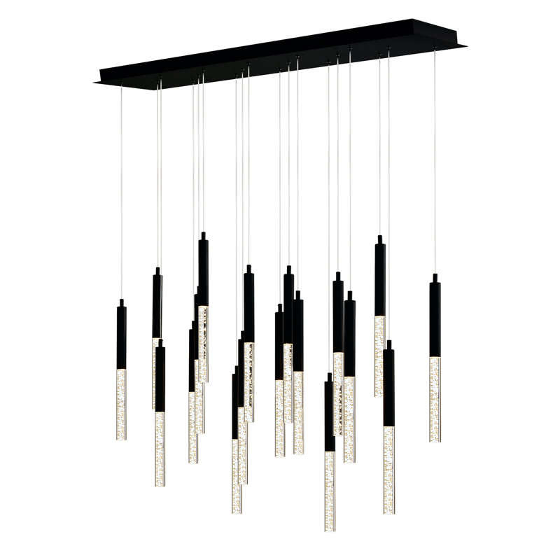 Lustre 48 po pour salle à manger, salon ou vestibule - Luminaire DEL moderne intégré, Noir