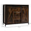 Buffet Buffet industriel - rustique en brun avec portes de grange coulissantes, 3 tiroirs, tablettes réglables pour un usage domestique, trois tiroirs et