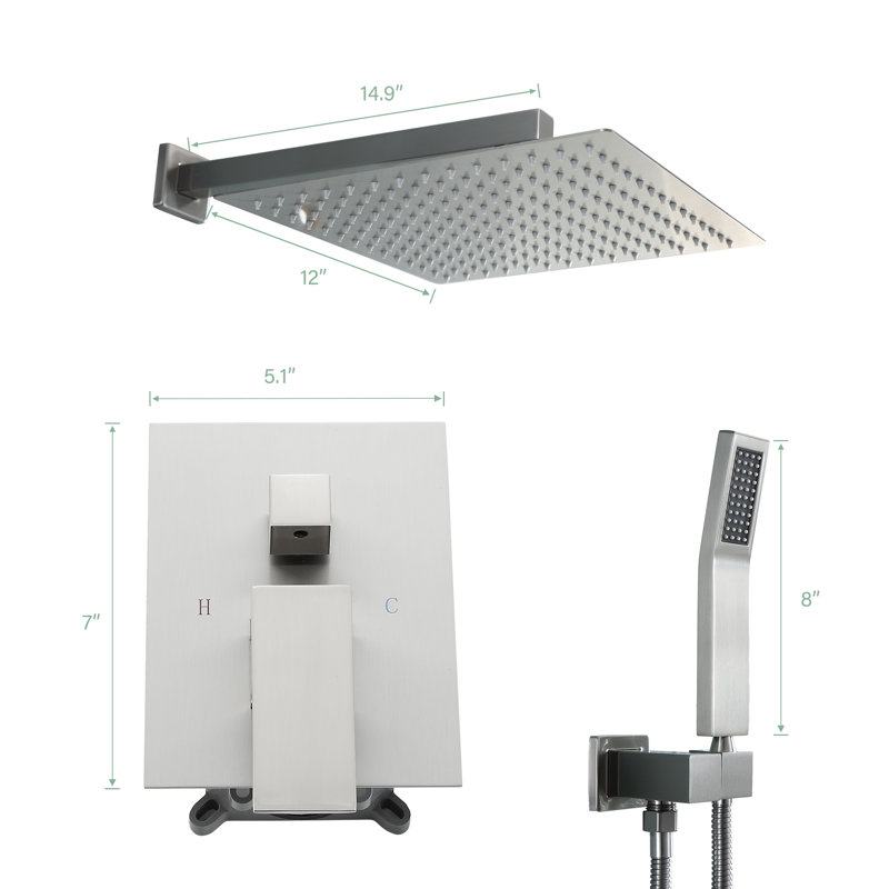 Système de douche complet avec valve brute, Nickel brossé