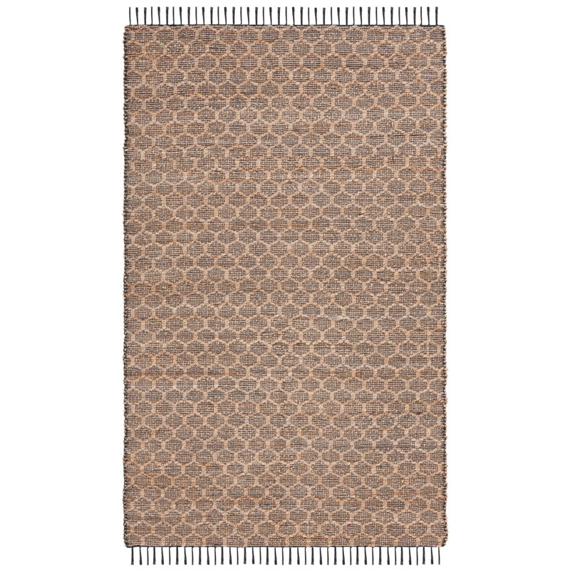 Tapis géométrique en jute / coton tissé à la main Glenville, Rectangle 5 pi x 8 pi