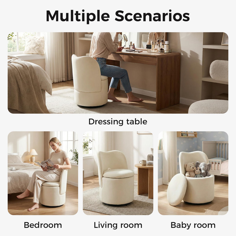 Upholstered Swivel Accent Chair, Beige