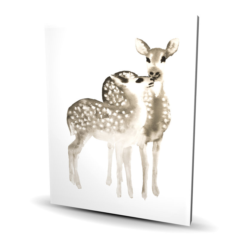 Sepia Fawns Love - Rustic Brown Canvas Home Decor Art