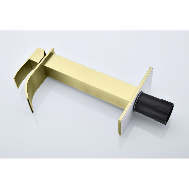 Brushed Gold Bathroom Faucet, Waterfall Spout For Vanity Sink, Single Handle, Stainless Steel, Improvement Option Handle Gold, Quality Convenient Water Control