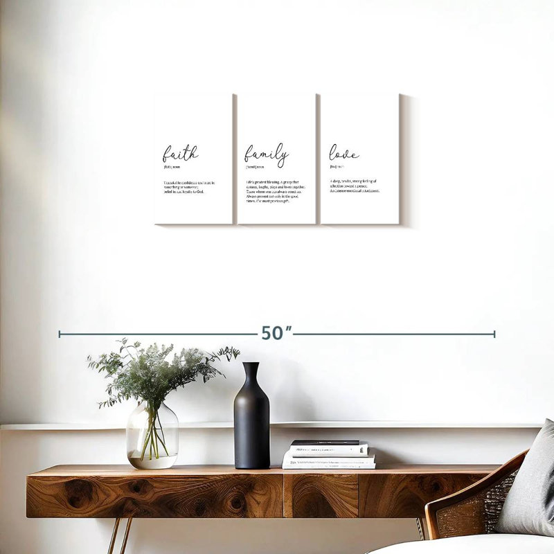 Impression sur toile Faith Family Love, H 15 po x l 32 po x P 1,25 po