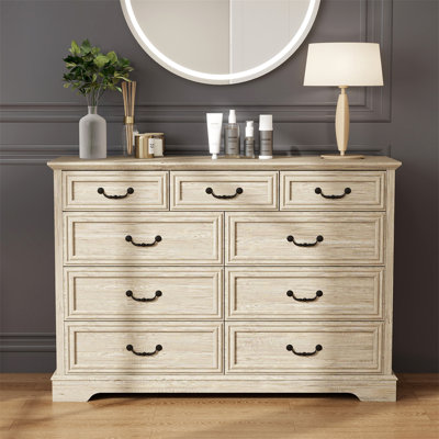 Gracie Oaks OAK Rustic 9-Drawer Farmhouse Dresser (52" Wide)