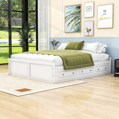 Queen 6 Drawers Wood Platform Bed