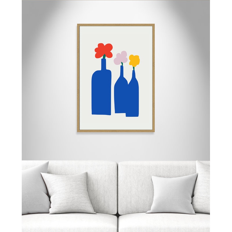«Bold Blooms Trio Print» par Dean, 25.5'' W x 35.5'' H, Impression encadrée, Grain de bois naturel