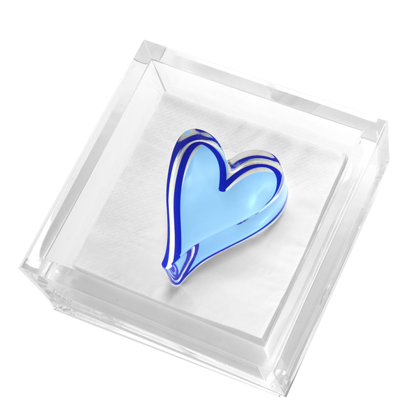 Pink Heart Cocktail Napkin Holder, Blue