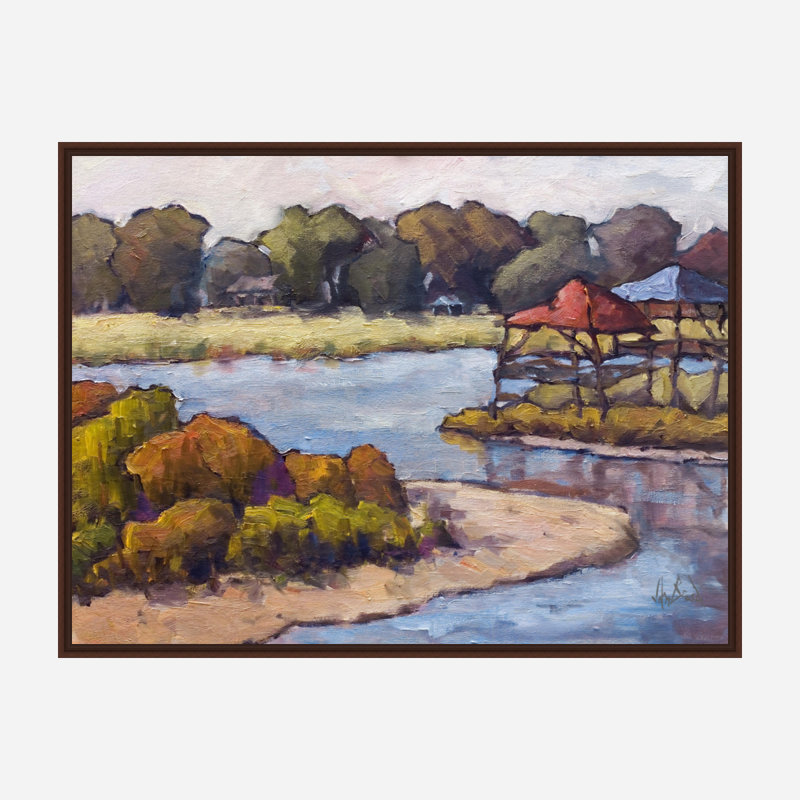 Funky Marsh - Artist Enhanced Canvas Print, Brown Framed Canvas, 40" H x 60" W x 1.75" D
