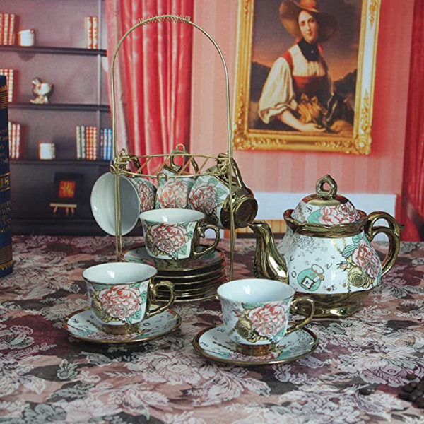 Luxury English Tea Set Porcelain Teapot Set with Tray 