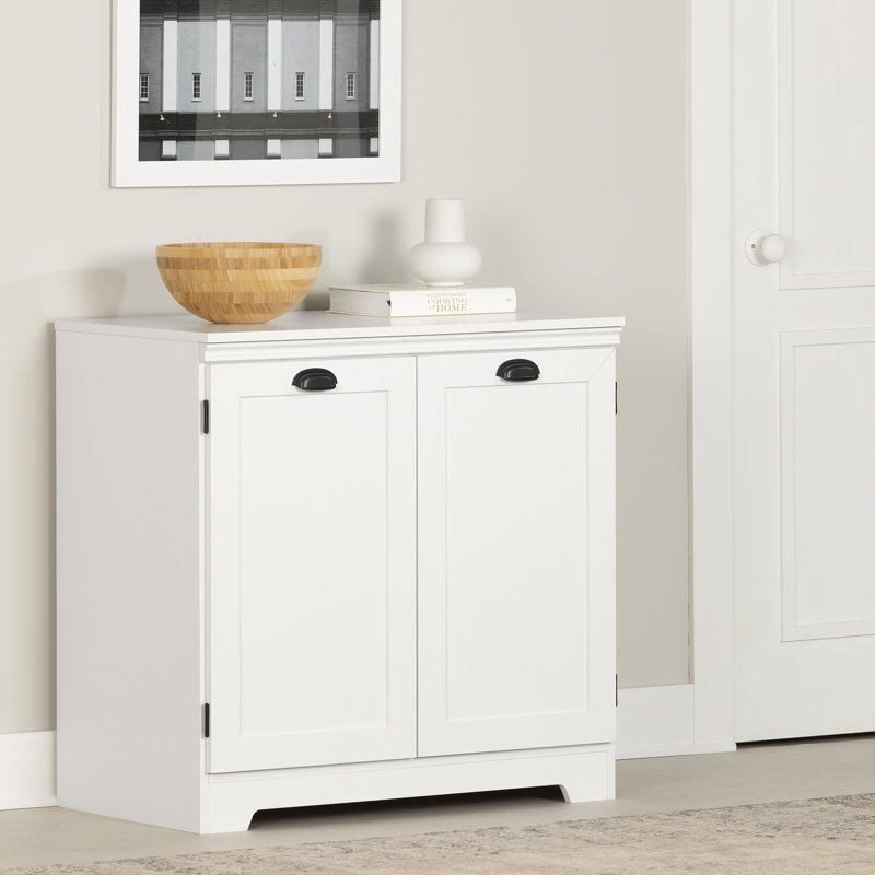 Harma 33" White Farmhouse Storage Cabinet with Adjustable Shelf