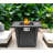 25'' H x 32'' W Raelynn Outdoor Propane Fire Pit Table: Unique Fence Base, Marble Ceramic Tabletop, Glass Wind Guard, Lid, Hideaway Gas Tank Seat, 50,000 BTU-307125340