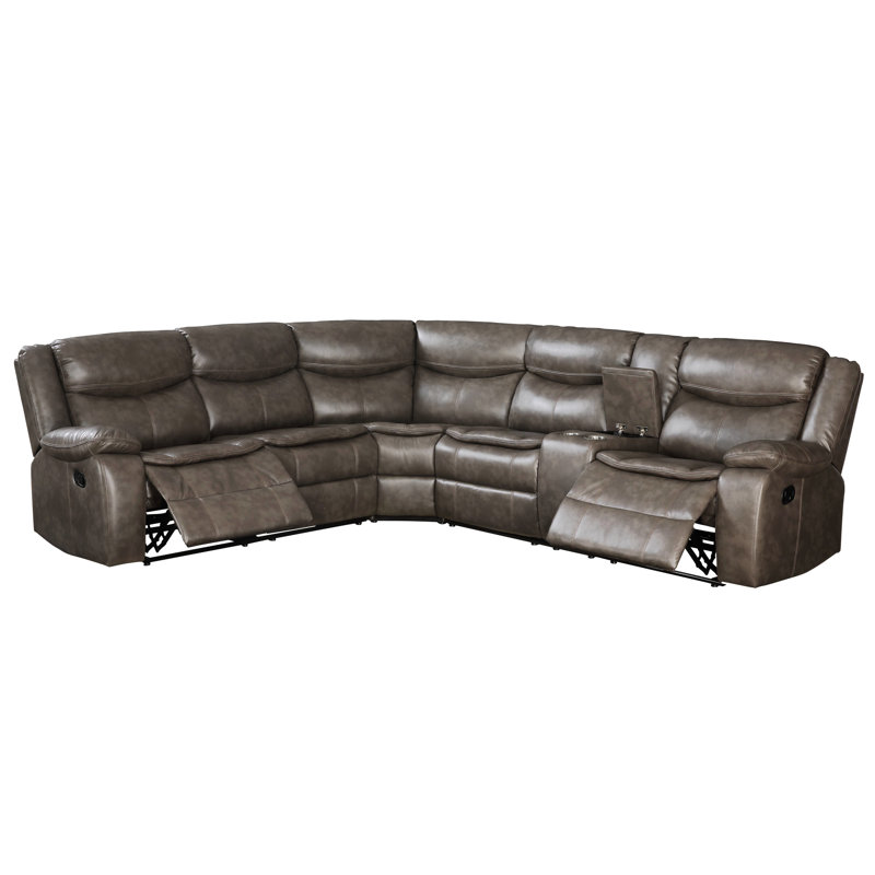 Élégant canapé modulaire inclinable en similicuir taupe avec dossier confortable et moderne, Similicuir taupe