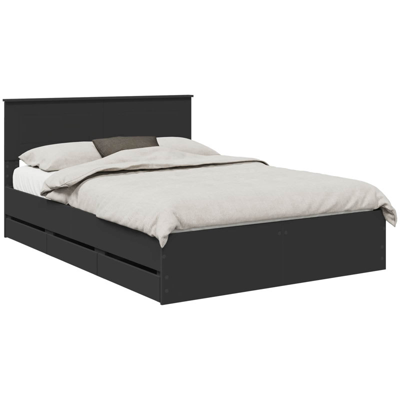 Bed, Black, European Double (140 x 200 cm)