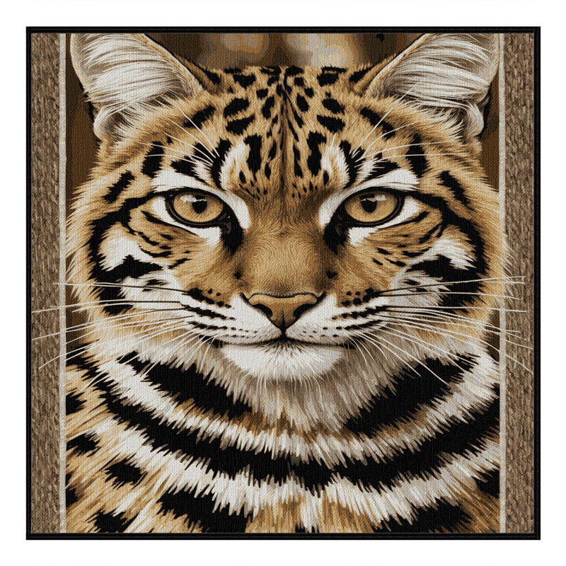  Tapis lavable avec gros chats Bobcat, Carré 4 pi