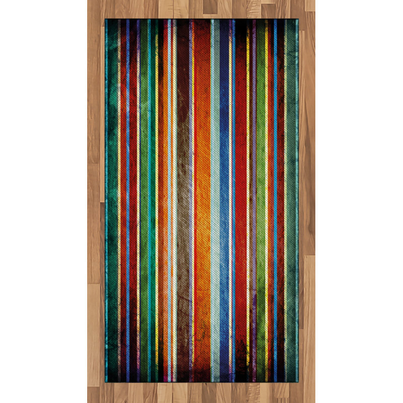 Tapis décoratif rayé en fibre de polyester à haute densité, Rectangle 2 pi 7 po x 5 pi