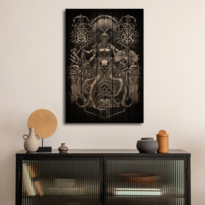 Reproduction d'art mural en bois «God of Sacred Octopus» par Winya Sangsorn