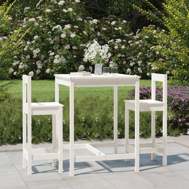 Lowene 2 - Person Wood Patio Dining Set with Rectangular Table, White