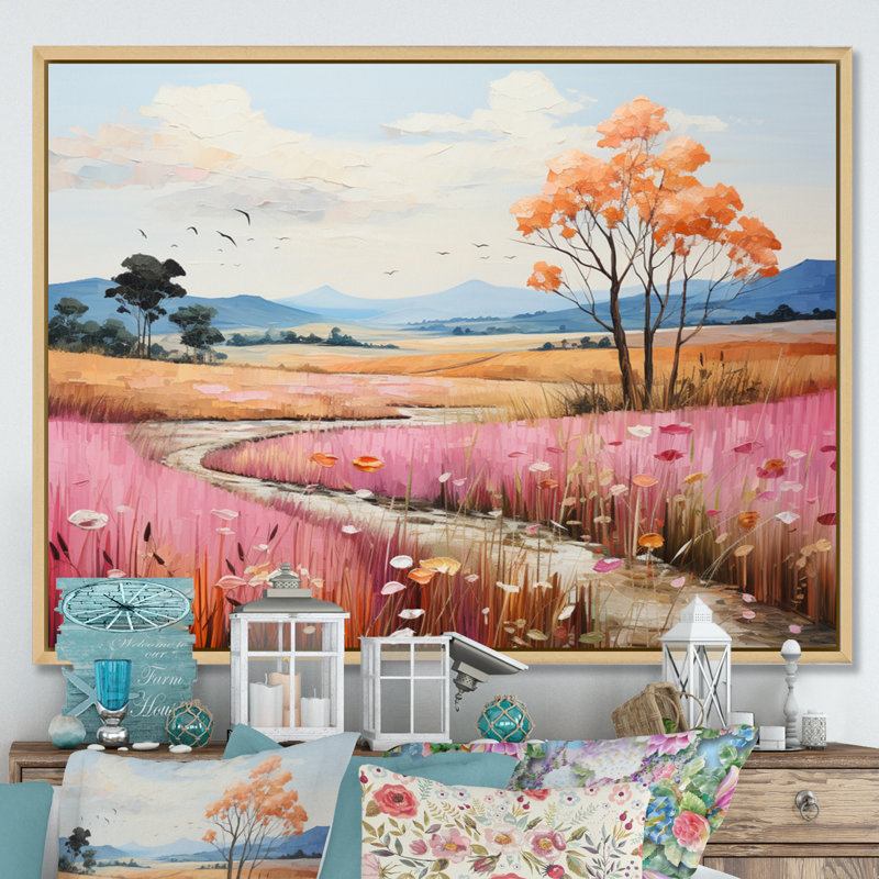 «Countryside Pastel Hills Patchwork II», reproduction, Cadre naturel flottant, H 30 po x l 40 po x P 1,5 po