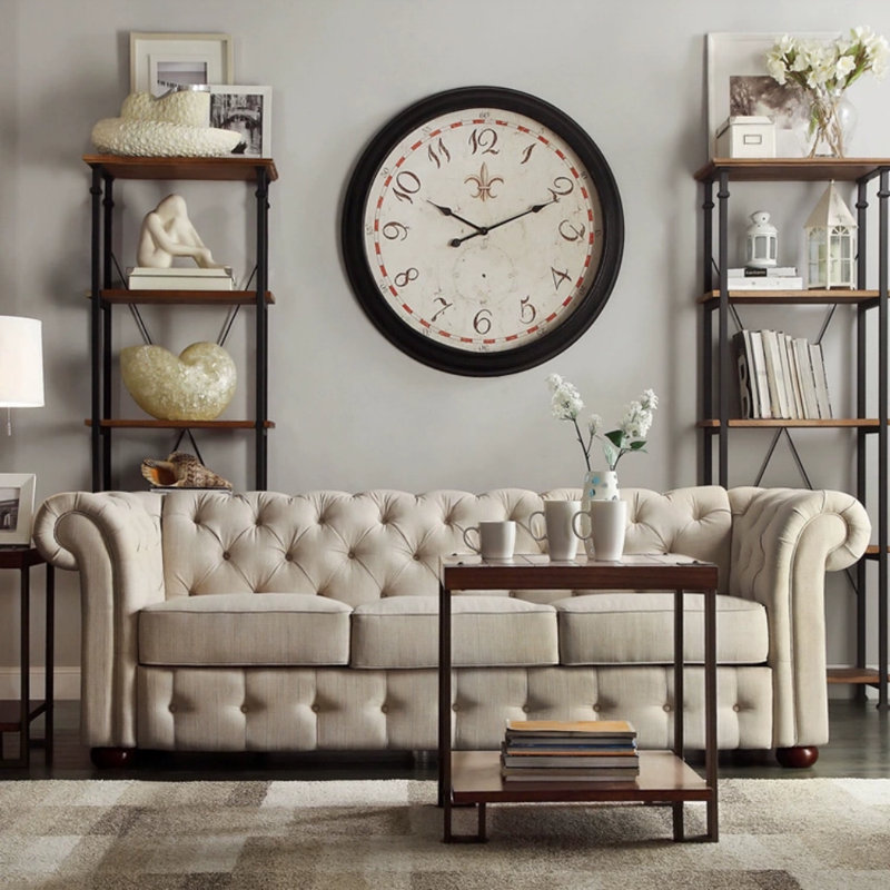 Canapé en tissu American Country, H 31,5 po x l 82,68 po x P 35,43 po, 3, Beige