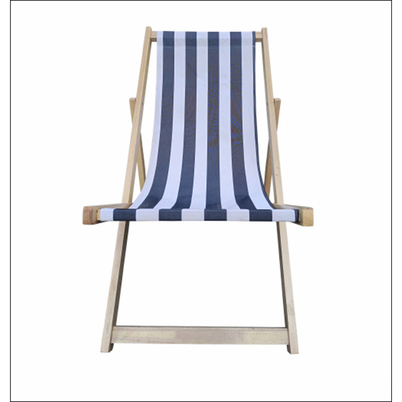 chaise longue populus en bois rayée bleue large bleu rayé (couleur: bleu foncé)