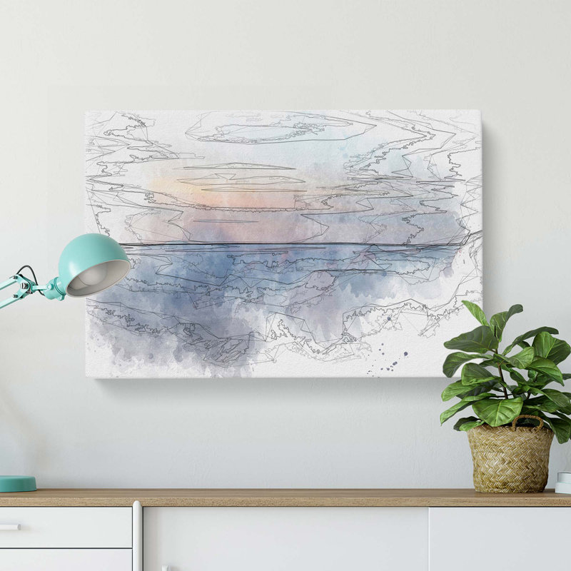 Ocean Wide in Abstract - Wrapped Canvas Drawing - Wrapped Canvas, 50cm H x 76cm W x 3cm D