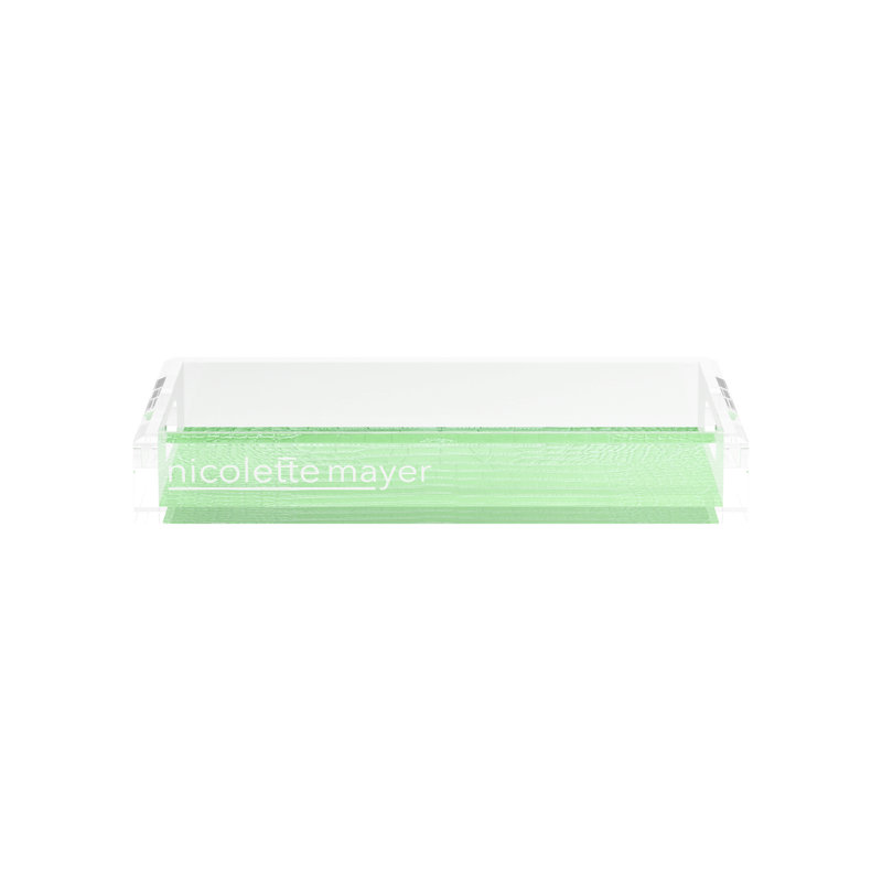 Plateau décoratif rectangulaire en acrylique vert crocodile, L 12,5 po x P 7,75 po x H 2 po