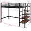 Lit mezzanine simple en métal avec tablette supérieure et échelle de rangement latérale-906701051