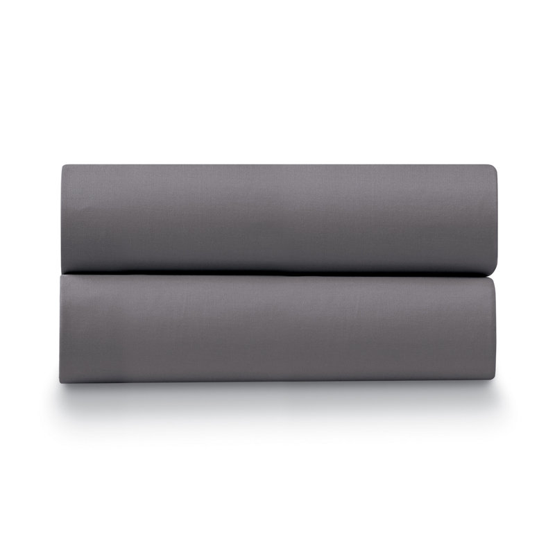 Taie d'oreiller 100% coton percale 300 fils Collection Home, Gris anthracite, Standard