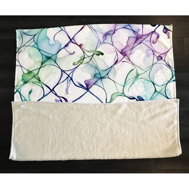 Throw Blanket, 68" W x 80" L, Marble/Abstract, Green/Blue/Purple/White