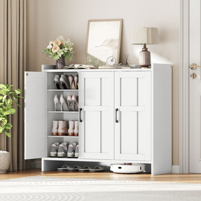 42.1" Freestanding Shoe Cabinet Storage for Closet with Adjustable Shelves