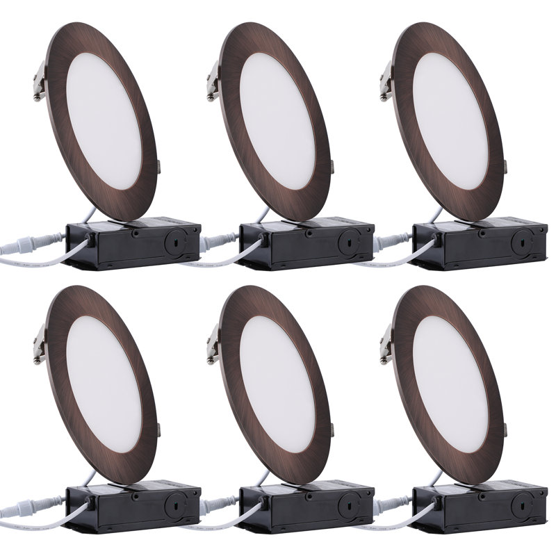 Elite 6" LED Canless Remodel Recessed Lights with J-Box, Wet Locations Available, Oil Rubbed Bronze