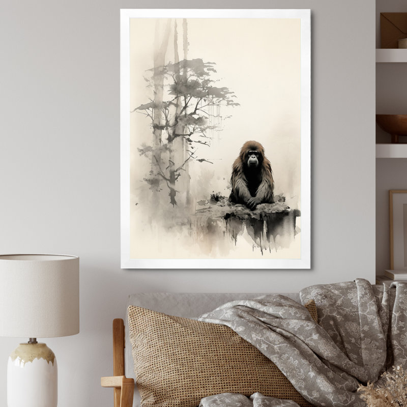 «Kiriak Asian Art Orangutan Sumi II», reproduction sur toile, H 32 po x l 24 po x P 1 po, Cadre photo blanc