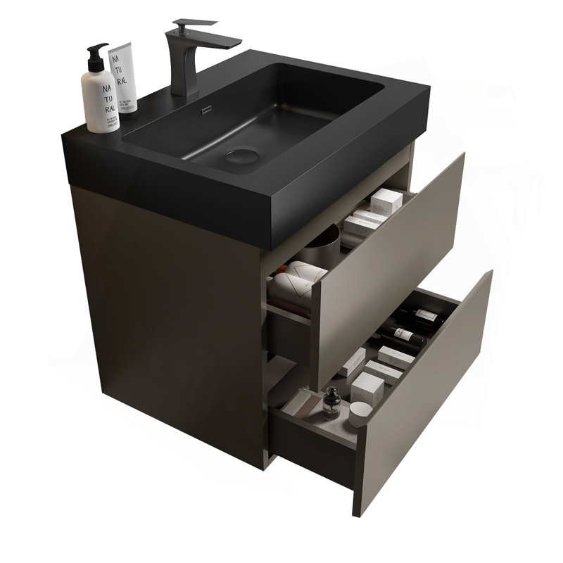 Meuble-lavabo gris 24 po avec lavabo Alice, Gris, 24''