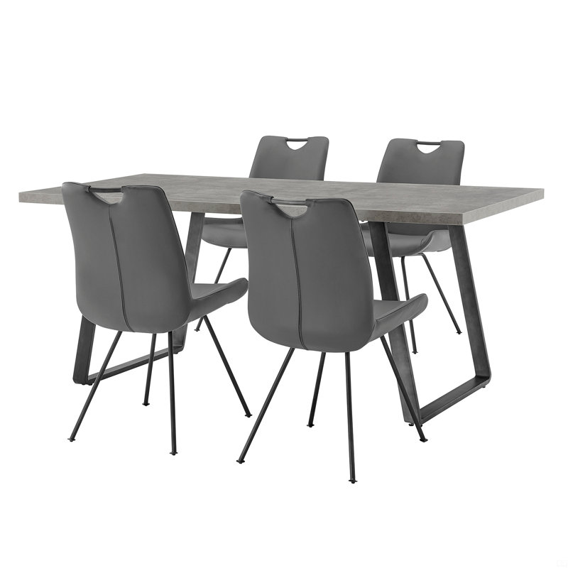 5 Piece Rectangular Dining Set, Gray