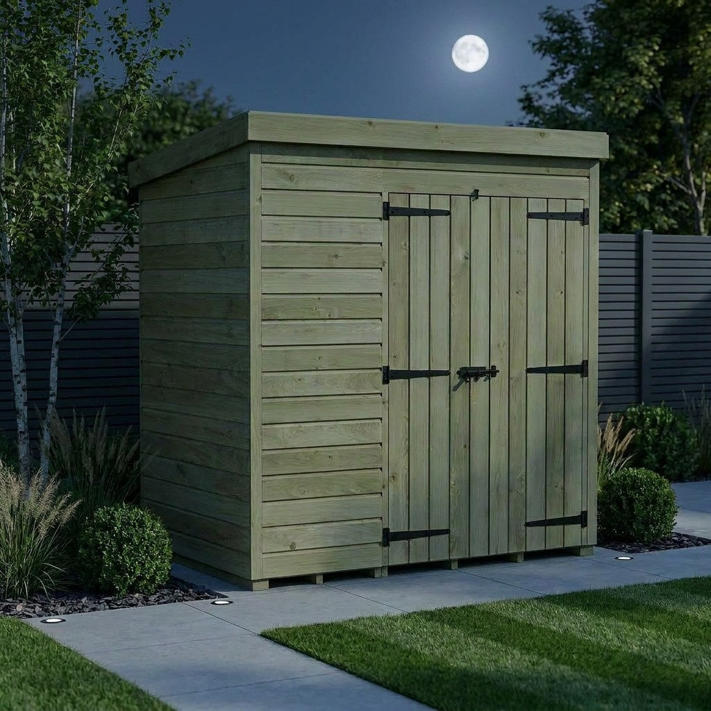 Total Sheds 7ft x 4ft Pent Garden Shed - Double Door - No Windows - Pressure Treated Timber - UK Manufactured