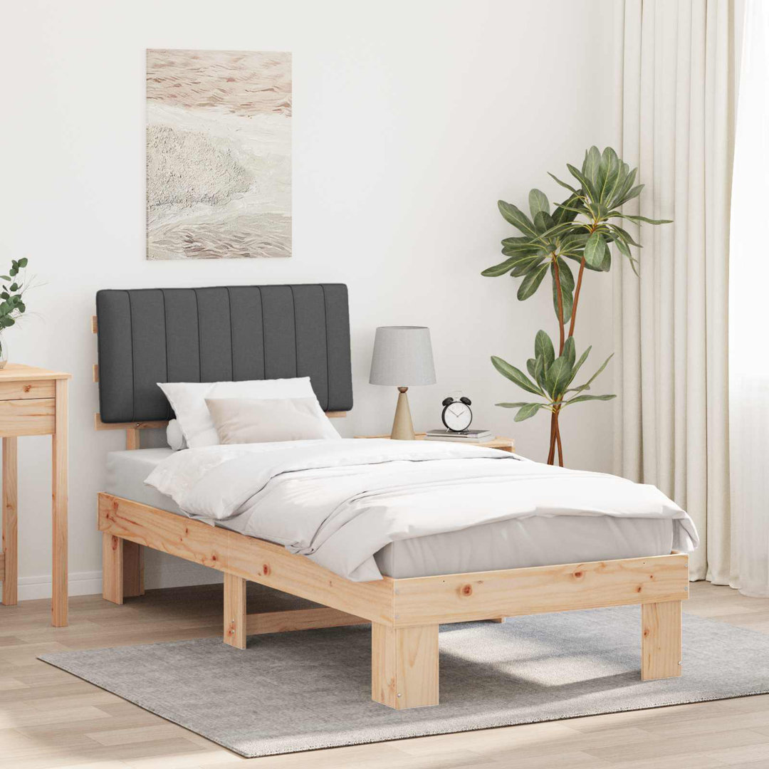 Bed Frame With Upholstered Headboard Black 140 X 200 Cm